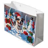 Australische Terriër Kerstfeest Sneeuwscène Groot Cadeauzakje (Achterkant Gekanteld)
