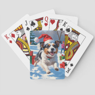 Australische Terriër Kerstfeest Sneeuwscène Pokerkaarten