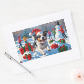 Australische Terriër Kerstfeest Sneeuwscène Rechthoekige Sticker (Envelop)