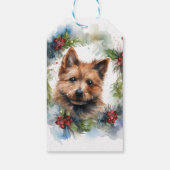 Australische Terriër Kerstkrans Feestelijke Pup Cadeaulabel (Achterkant)