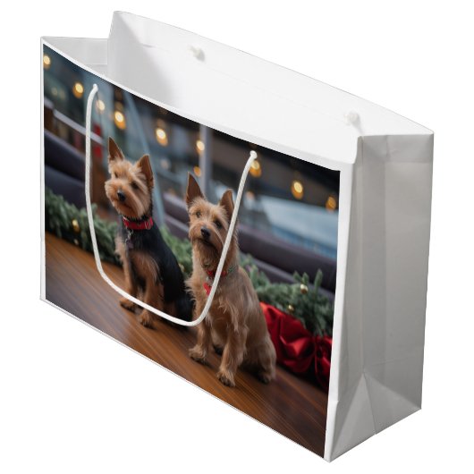 Australische Terrier Kerstmis Cruise: Pawsome Groot Cadeauzakje (Voorkant Gekanteld)