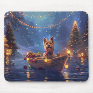 Australische Terrier Kerstmis Feestelijke Reis Muismat