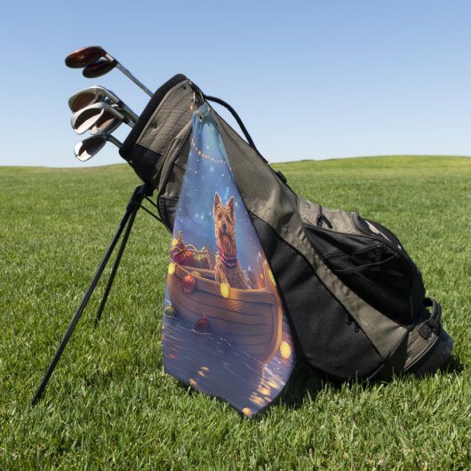 Australische Terriër Kerstvakantie Golfhanddoek (Groen)