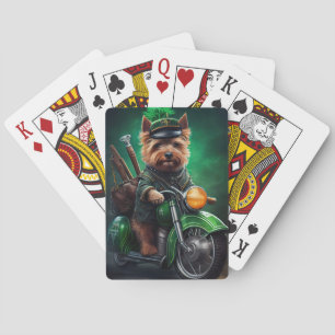 Australische Terrier motor St. Patrick's Day Pokerkaarten