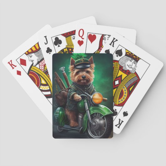 Australische Terrier motor St. Patrick's Day Pokerkaarten (Achterkant)