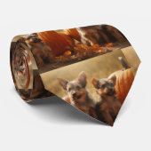 Australische Terrier Puppy Herfst Delight Pompoen Stropdas (Opgerold)