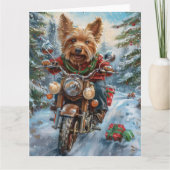 Australische Terrier Riding Motorfiets Kerstmis Kaart (Voorkant)