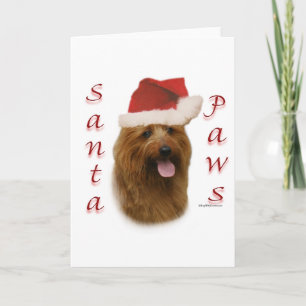 Australische Terrier Santa Paws Feestdagen Kaart
