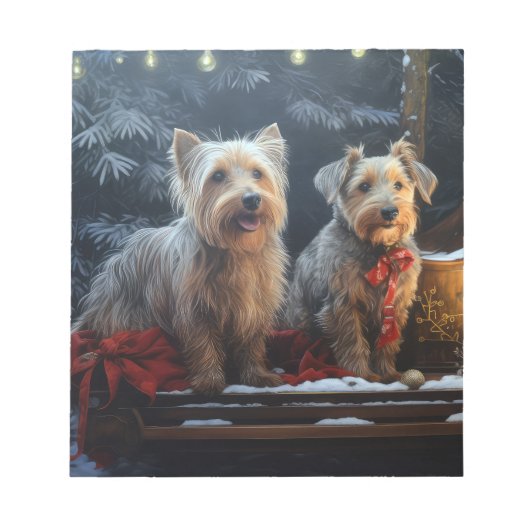 Australische Terrier Sneeuw Slede Kerst Decoratie  Notitieblok (Voorkant)