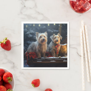 Australische Terrier Sneeuw Slede Kerst Decoratie Servet
