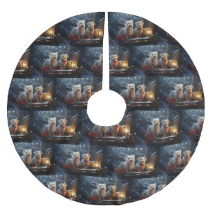 Australische Terriër Sneeuwslee Kerstdecoratie Kerstboom Rok