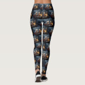 Australische Terriër Sneeuwslee Kerstdecoratie Leggings (Achterkant)