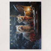 Australische Terriër Sneeuwslee Kerstdecoratie Legpuzzel (Verticaal)