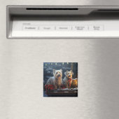 Australische Terriër Sneeuwslee Kerstdecoratie Magneet (Insitu (Vaatwasser))