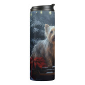 Australische Terriër Sneeuwslee Kerstdecoratie Thermosbeker (Gedraaid links)