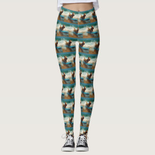 Australische Terrier Strand Surfen Schilderij Leggings