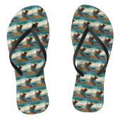 Australische Terrier Strand Surfen Schilderij Teenslippers (Voetbed)
