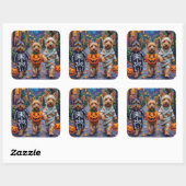 Australische Terriër Trick-or-Treating in Hallowee Vierkante Sticker (Vel)