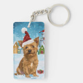Australische Terriër Winter Wonderland Kerstmis Sleutelhanger (achterkant)