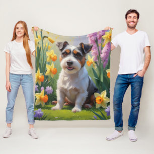 Australische Terrierhond Lente Bloemen Schilderij Fleece Deken
