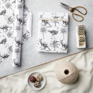 Australische Toile Kangoeroe Emu Palm Patroon Cade Cadeaupapier