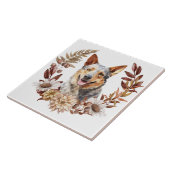 Australische vee hond herfst krans tegeltje (Zijkant)