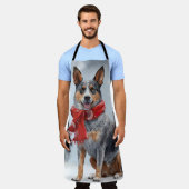 Australische vee Hond in Sneeuw Kerstmis Schort (Gedragen)