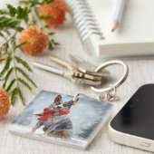 Australische vee Hond in Sneeuw Kerstmis Sleutelhanger (Voorkant Rechts)