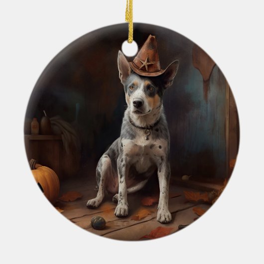 Australische vee pompoenen Halloween eng Keramisch Ornament (Achterkant)