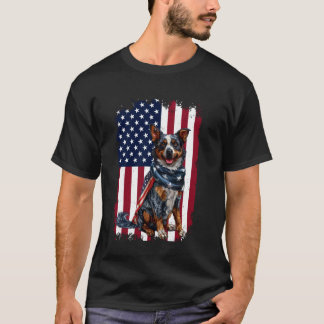 Australische veedrijvershond Amerikaanse vlag 4 ju T-shirt