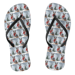 Australische Veedrijvershond in Sneeuw Kerstmis Teenslippers