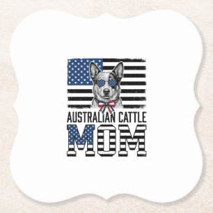 Australische veedrijvershond Moeder Patriottisch V Kartonnen Onderzetters