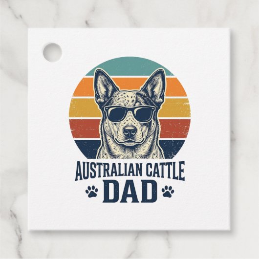 Australische veedrijvershond papa vintage zonsonde bedankjes labels (Voorkant)