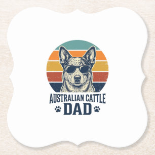 Australische veedrijvershond papa vintage zonsonde kartonnen onderzetters