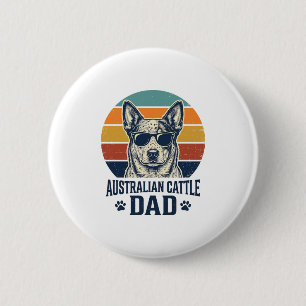 Australische veedrijvershond papa vintage zonsonde ronde button 5,7 cm