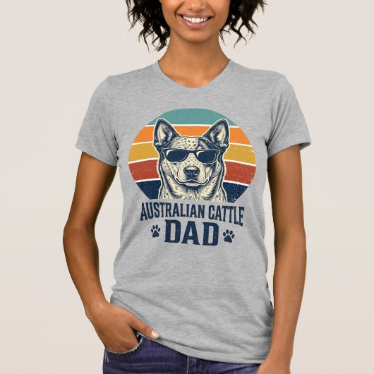 Australische veedrijvershond papa vintage zonsonde t-shirt (Voorkant)