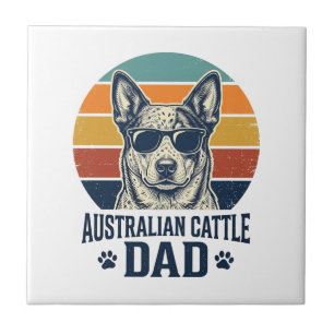 Australische veedrijvershond papa vintage zonsonde tegeltje
