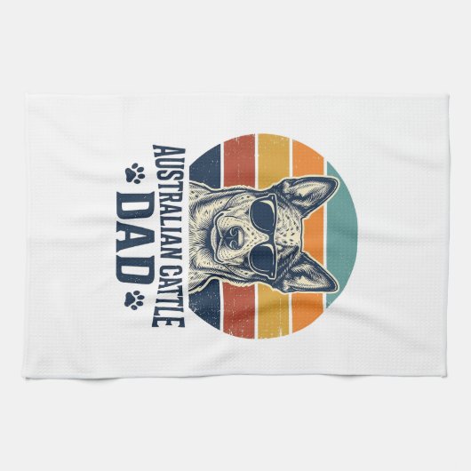 Australische veedrijvershond papa vintage zonsonde theedoek (Horizontaal)