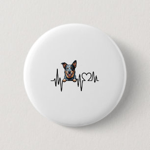 Australische veehond Hartslag Ecg Hart Poot Ronde Button 5,7 Cm
