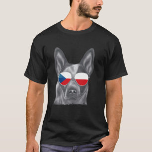 Australische veehond hond Tsjechische vlag zonnebr T-shirt