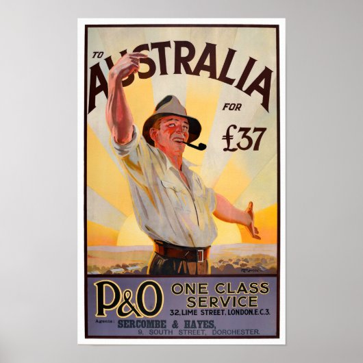 Australische vintonijnreis poster (Voorkant)