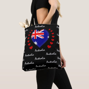 Australische vlag en hart, Aussie-mode/sport Draagtas