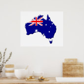 Australische vlag en landvorm poster (Keuken)