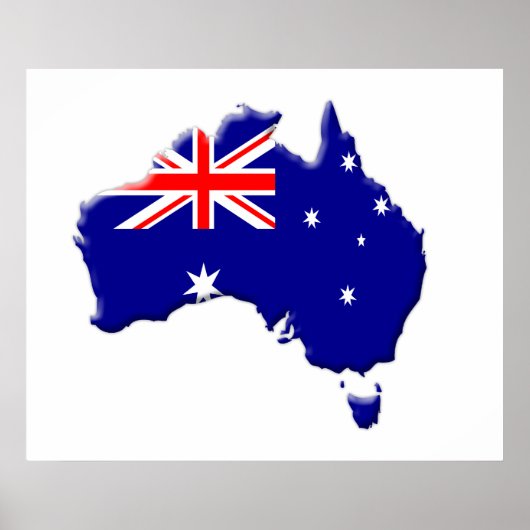 Australische vlag en landvorm poster (Voorkant)