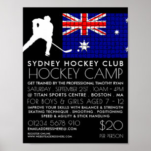 Australische vlag, Hockey Player, Camp Adverteren Poster