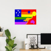 Australische vlag met een GLBT-Pride Poster (Thuiskantoor)