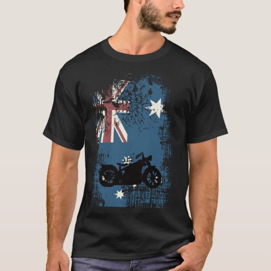 Australische vlag Motorfiets Biker Patriottische D T-shirt (Voorkant)