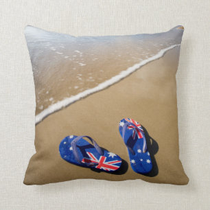 Australische vlag op strand Zuid-Wales Kussen