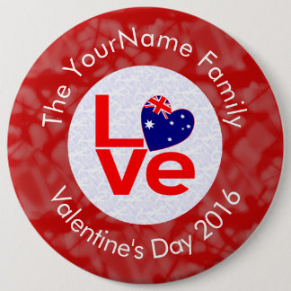 Australische Vlag Rood Letters LOVE Vlag Persoonli Ronde Button 6,0 Cm