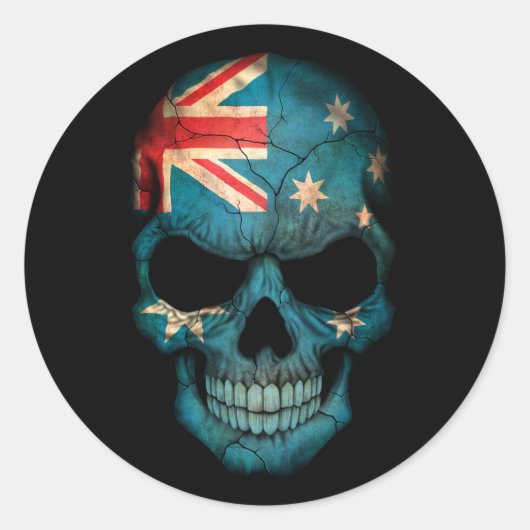 Australische vlaggenschedel Ronde Sticker (Voorkant)
